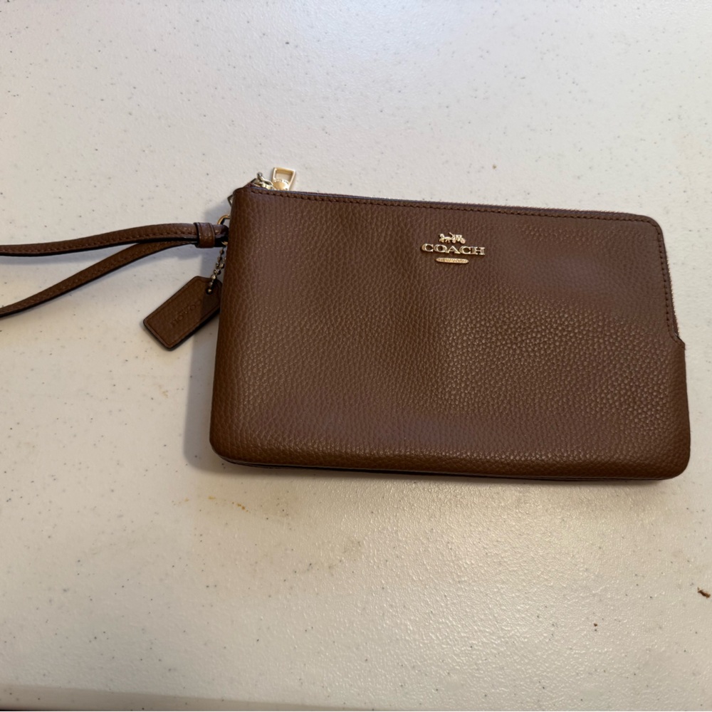 Coach Brown Leather Wristlet
